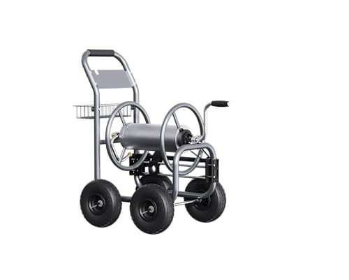 Giraffe Tools Garden Hose Reel Cart, Cart with Wheels Heavy Duty, Industrial Hose Reels for Outside, 250-Feet of 5/8