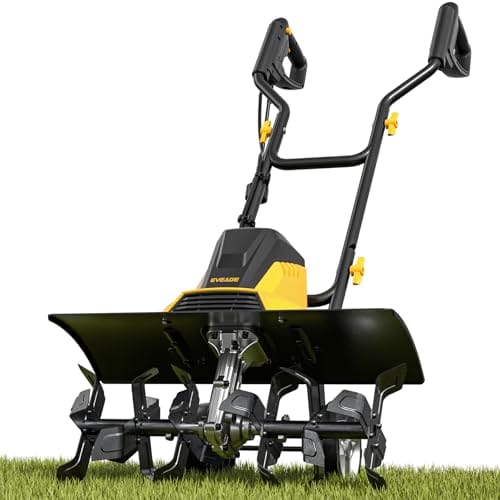 EVEAGE 18-Inch 13.5AMP Rototiller for Garden Corded Electric Tiller Machine 4'' - 8'' Farm Tilling Depth, Foldable Handle 6x4 Tines with Adjustable Wheels