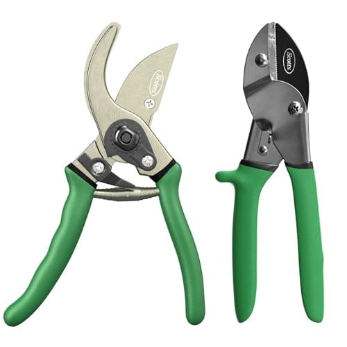 Scotts 2-Piece Pruning Shears Set – Includes 8 in. Bypass Pruner for Live Plants and 8 in. Anvil Pruner for Dry Stems – Sharp Carbon Steel Blades and Comfort Grip Handles for Garden and Yard Use