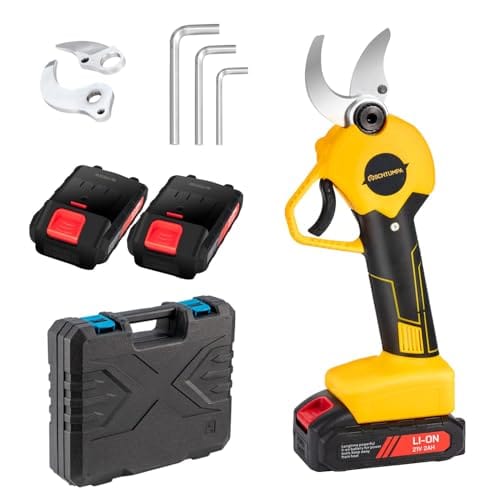 21V Electric Pruning Shears, 40mm(1.6 Inch) Cutting Diameter Electric Pruners for Gardening Heavy Duty with Replacement Blade Set, 2 Batteries and Charger