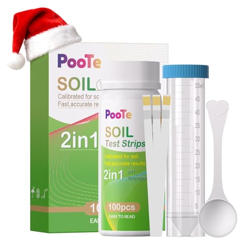 PooTe Soil pH Test Kits - 2 in 1 Soil Testing Kits with Test Tube - 100 Pcs Professional Test Soil pH & Nitrogen for Garden Lawn Yard Grass Home