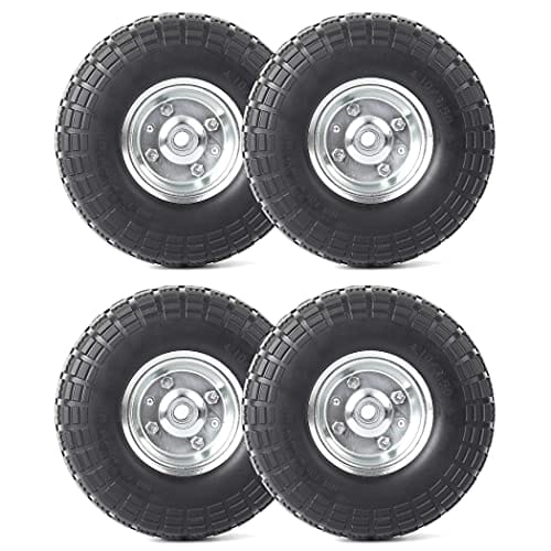 AR-PRO (4-Pack) 10-Inch Solid Rubber Tire Wheels - Replacement 4.10/3.50-4