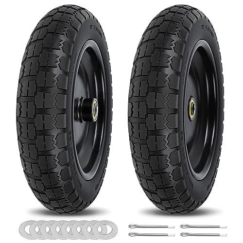 phepetroll 13 Inch Flat Free Wheels Tires 4.00-6 Solid Replacement with Universal 5/8