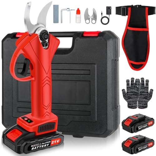 Electric Pruning Shears Cordless, Branch Cutter, Trimming Scissors Battery Power, 30mm (1.2 Inch) Cutting Diameter, SK5 Blade Tree Trimmer, 2 Rechargeable 2ah Lithium Batteries