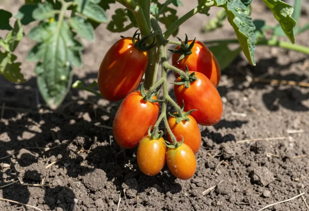 Different Types of Tomatoes: Garden-grown tomato varieties displayed for identification and comparison.