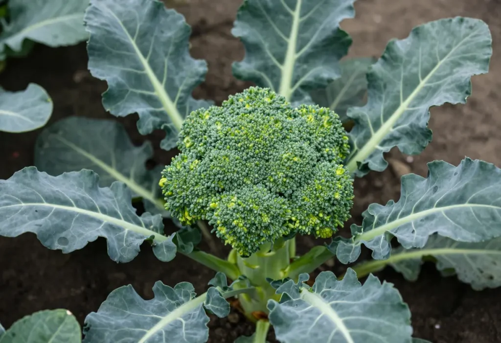 healthy broccoli plant producing heads while growing broccoli in pots