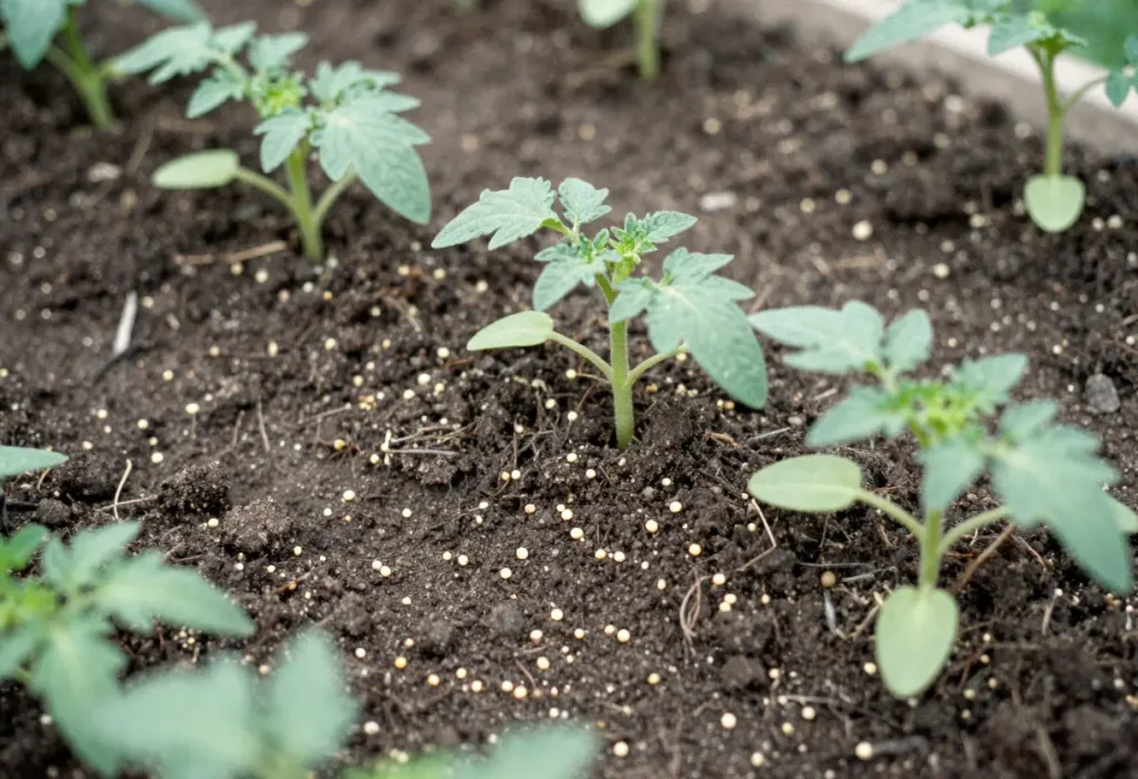 Heirloom Tomato Plant Seeds: Seed packets and seedlings representing traditional, non-hybrid tomato varieties.