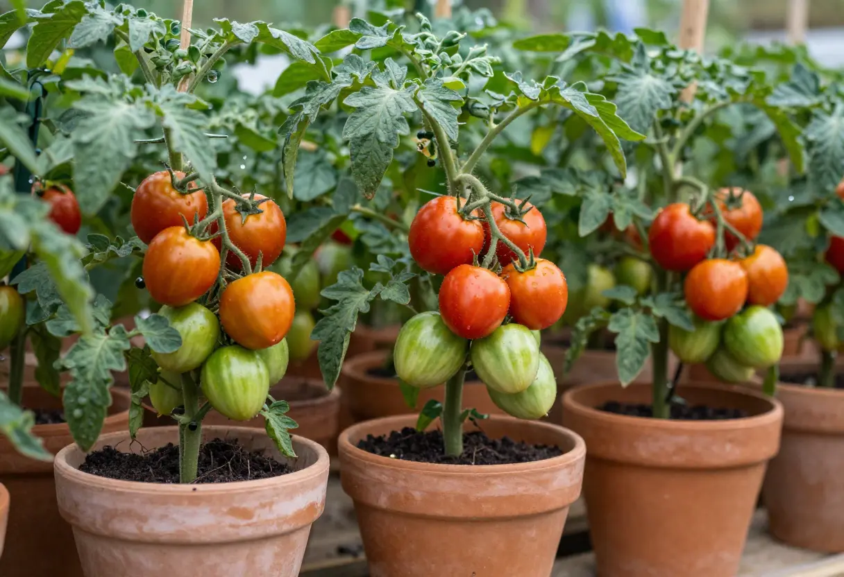 Close-up of ripe tomatoes on a potted plant, illustrating How Do You Grow Tomato Plants in Pots successfully.
