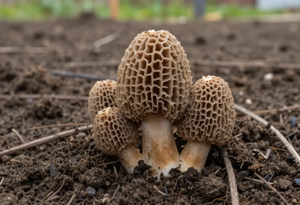 Indoor or outdoor mushroom garden illustrating How to Grow Morel Mushrooms successfully.