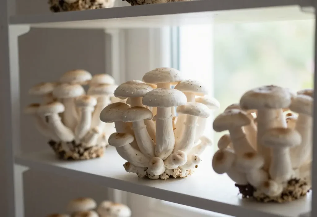 Indoor mushroom farming example demonstrating How to Grow Mushrooms at Home successfully.