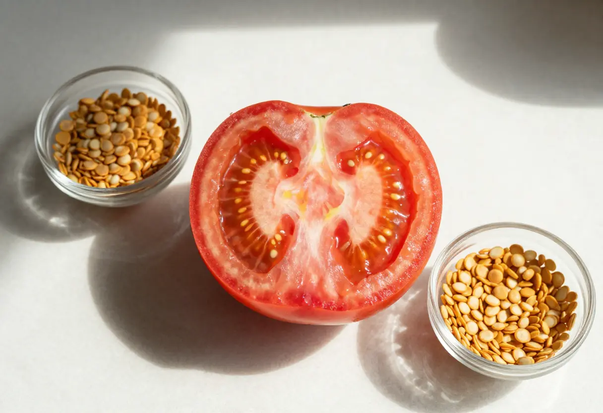 Planting Tomato Seeds from Tomatoes: Close-up of seeds being cleaned and prepared for planting.
