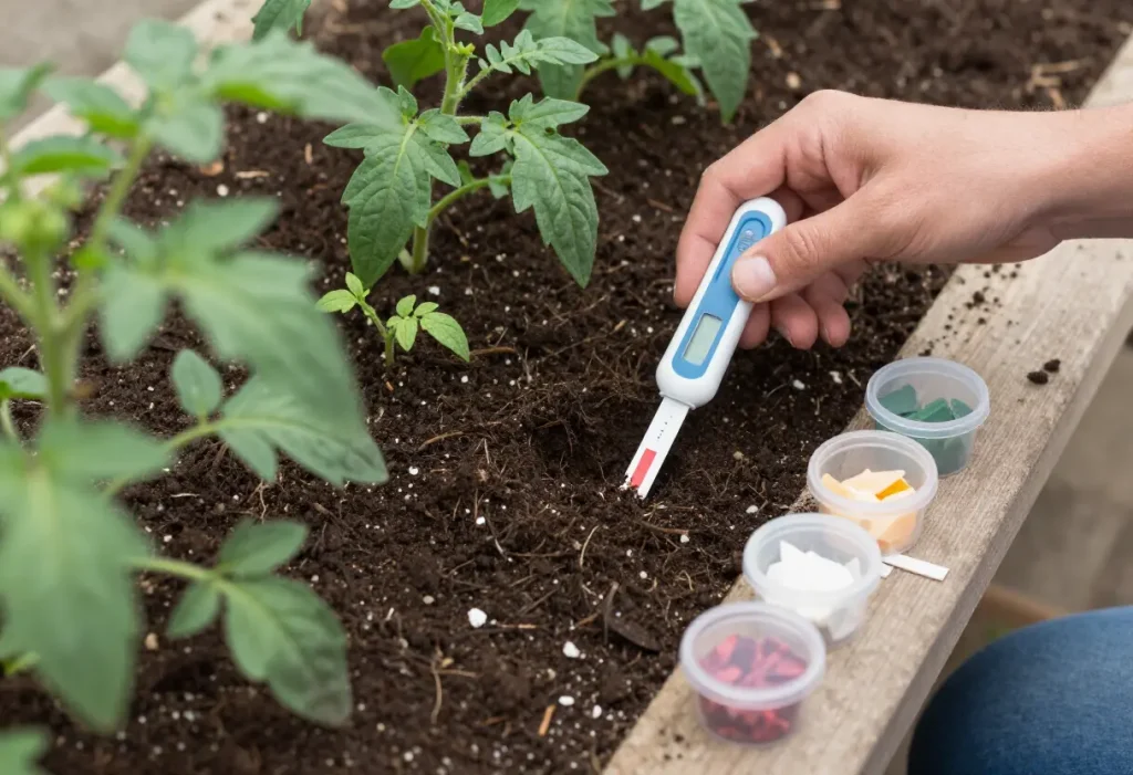 prepared tomato bed after soil test for tomatoes ensuring healthy growth