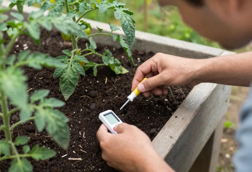 soil testing kit with pH meter and nutrients for soil test for tomatoes