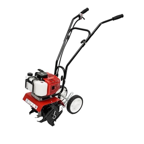 BJTDLLX Upgrade Mini Tiller Cultivator, 52CC 2-Stroke Rototiller Gas Powered Lightweight Garden Tiller Cultivator for Farm Plant & Lawn Digging, Weed Removal & Soil Cultivation