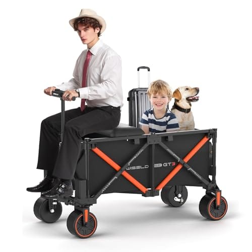 WISELD GT3 Electric Wagon Cart, Dymanic Load 551LBS/Static 771LBS, All Terrain Wagon Heavy Duty, 18.6MI, 1-10 MPH, 2 Modes, Reverse Function, Precision Steering, for Shopping, Sports, Garden, Camping