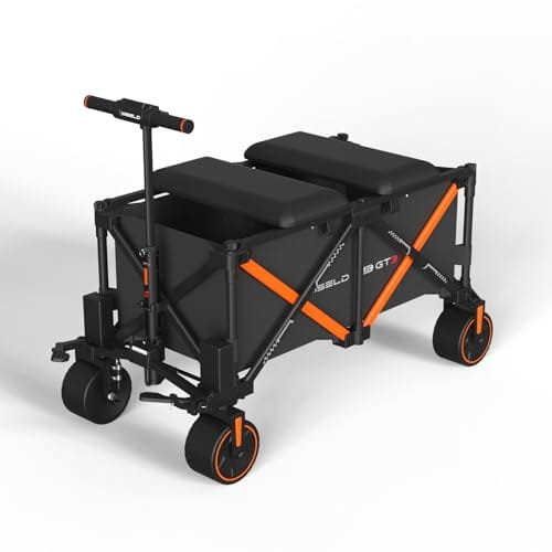 WISELD GT3 Electric Wagon Cart with 2 Seats, 551 LBS Load Engineered for Family Outing, All Terrain Wheels, Range 18.7 MI, 0-10 MPH, Reverse, Precision Steering, 2 Modes for Camping Sports Garden...