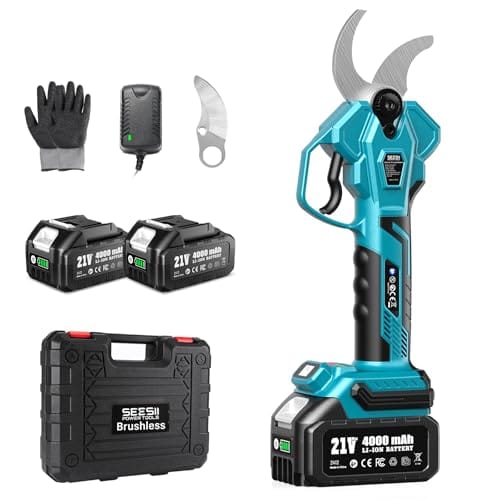 Seesii Electric Pruning Shears for Gardening: 1.8” Cutting Cordless Power Pruner - Brushless Motor, Dual 4.0Ah Battery, 4 Levels Adjustable Extra SK5 Blade Branches Cutter For Tree & Flower Trimming