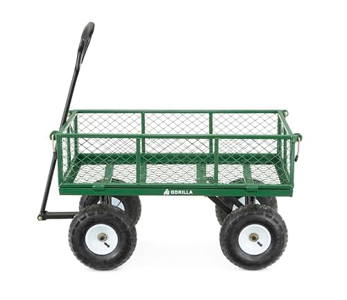 Gorilla Carts GOR400-COM Steel Garden Cart, Steel Mesh Removable Sides, 3 cu ft, 400 lb Capacity, Green