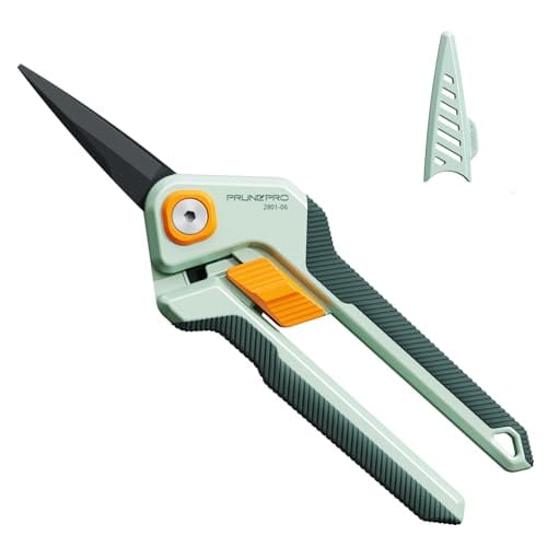 PrunePro Garden Scissors Pruning Shears Sharp Stainless Steel Non-Stick Teflon Coating Blade for Precise Cuts Garden Snip Bonsai Clippers for Plants Rose Flower