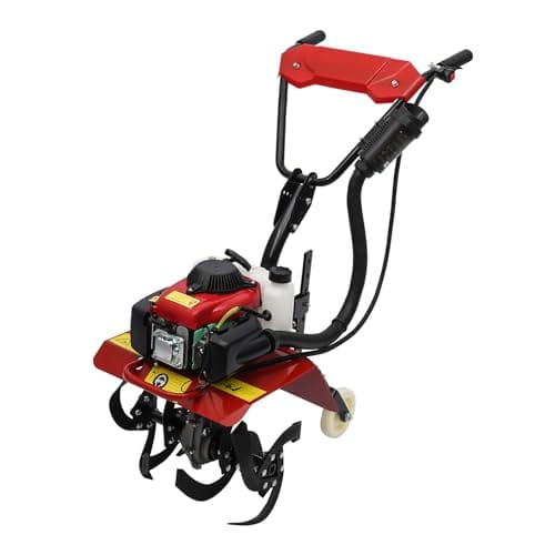 Front Tine Tiller, 63CC 4-Stroke Gas Power Mini Tiller Cultivator, Hand Rotary Front Tine Tiller Rototiller with 0.25 Gal Fuel Tank & Handle for Garden Lawn Soil Cultivation