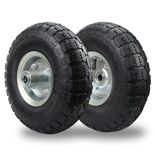 (2 Pack) RRQ 10 Inch Pneumatic Wheel 4.10/3.50-4 Tire, 10