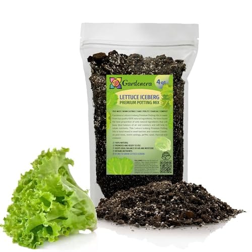 Gardenera Premium Potting Soil Blend for Lettuce Iceberg - The Ultimate Mix for Healthy, Vibrant, and Crisp Lettuce - 4 Quart