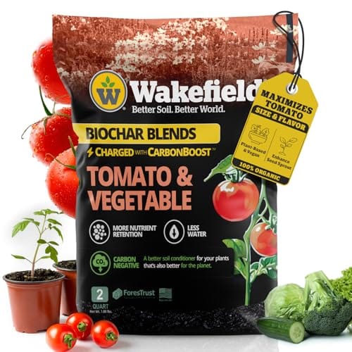 Wakefield Premium Biochar Blend – Organic Potting Soil for Vegetables, Tomatoes & Gardens – Potting Mix Enriched with Humic Acid & CarbonBoost – Versatile Top Soil for Indoor & Outdoor Plants-2quarts