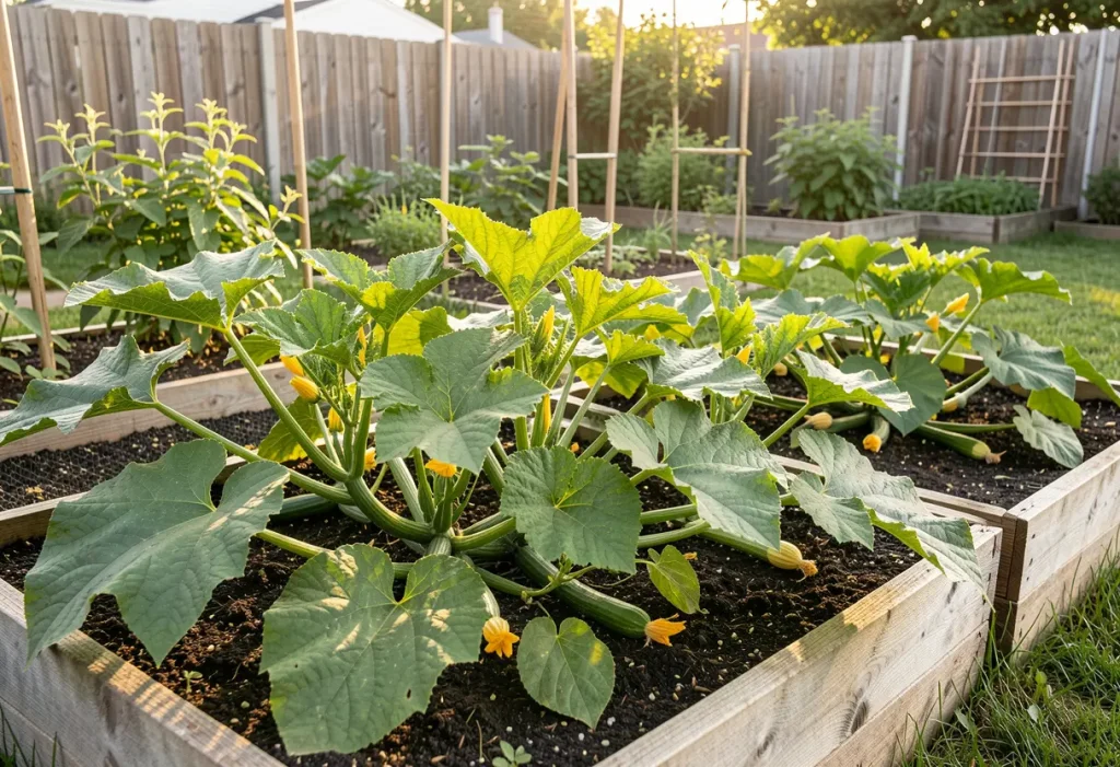 Garden bed setup demonstrating the Best Way to Grow Zucchini for high yields.