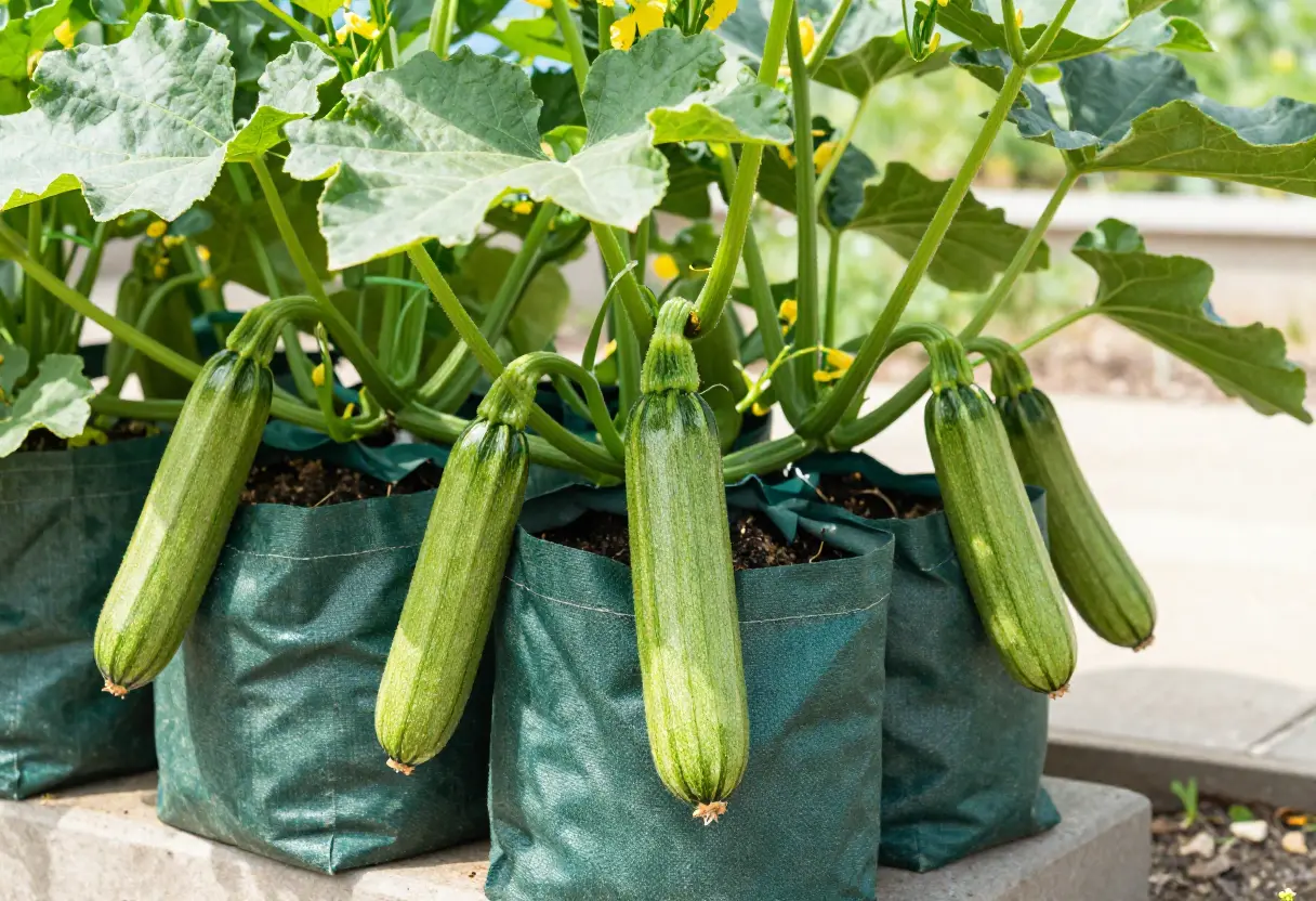 Can You Grow Zucchini in a Container – close-up of zucchini fruit forming on container plant