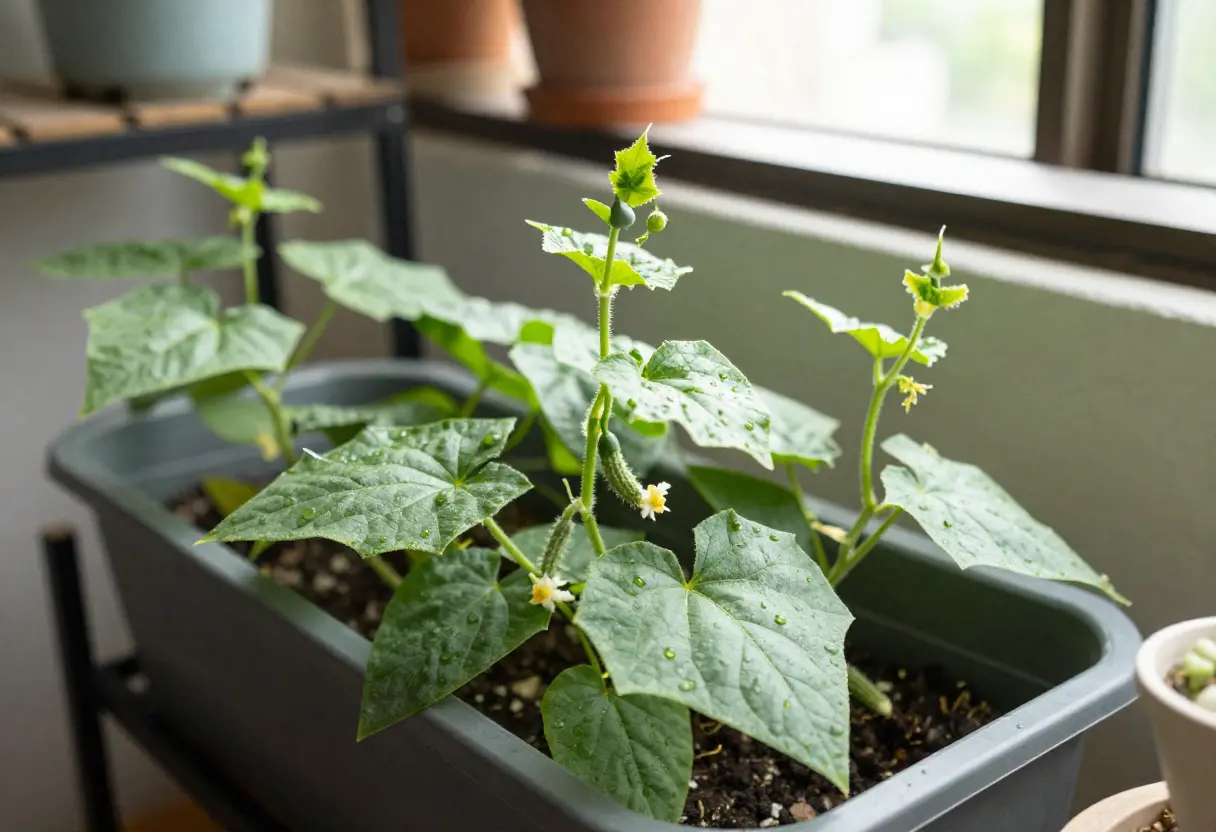 Step-by-step guide showing Growing Cucumbers in Containers for small-space gardening.
