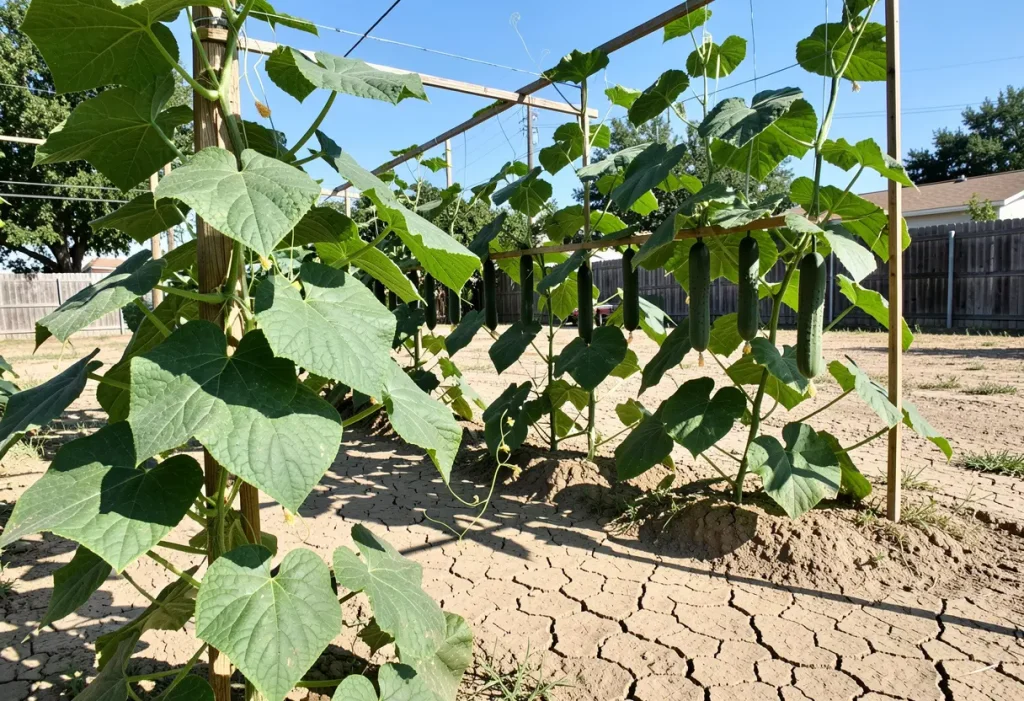 Growing Cucumbers in Texas – mature cucumbers ready for harvest in Texas home garden