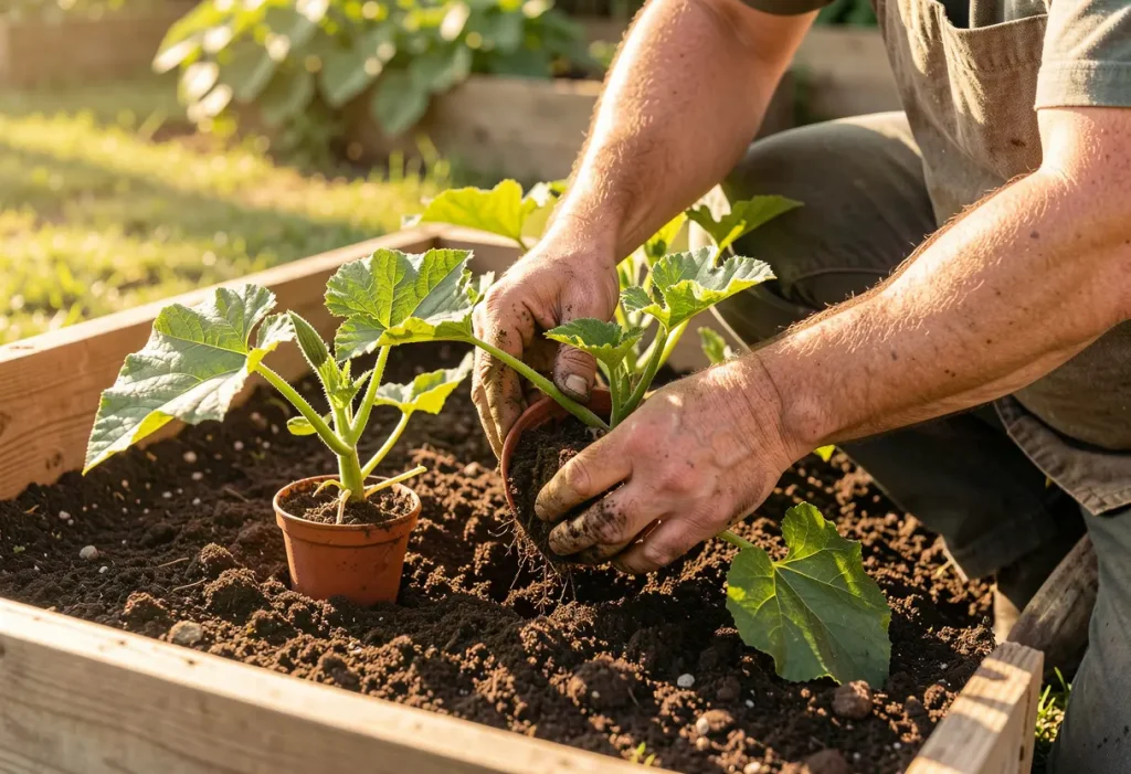 Garden setup illustrating Growing Zucchini from Seed successfully in raised beds or pots.