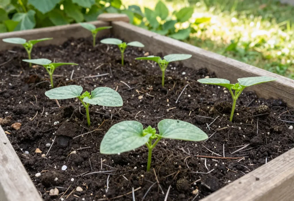 Container gardening setup illustrating How Deep to Plant Cucumber Plants successfully in pots.