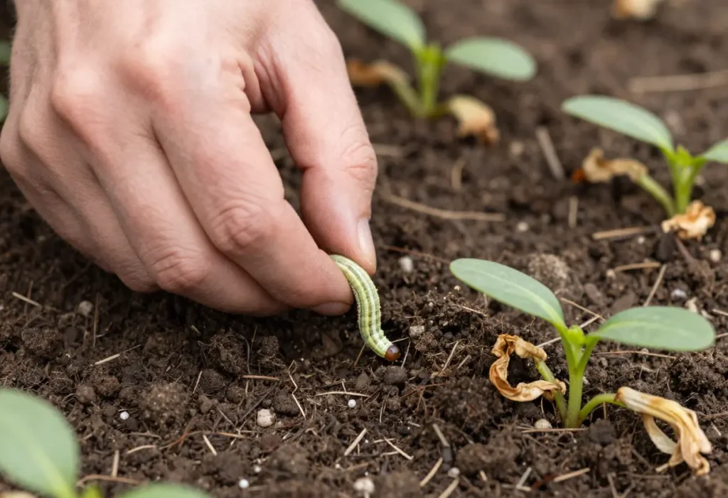 How to Get Rid of Cutworms Naturally – healthy seedlings protected from cutworm damage in garden