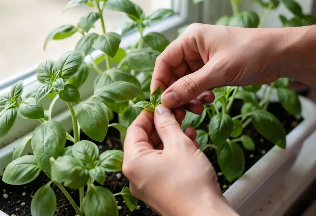 How to Grow Basil at Home – thriving indoor basil plant with proper watering and sunlight