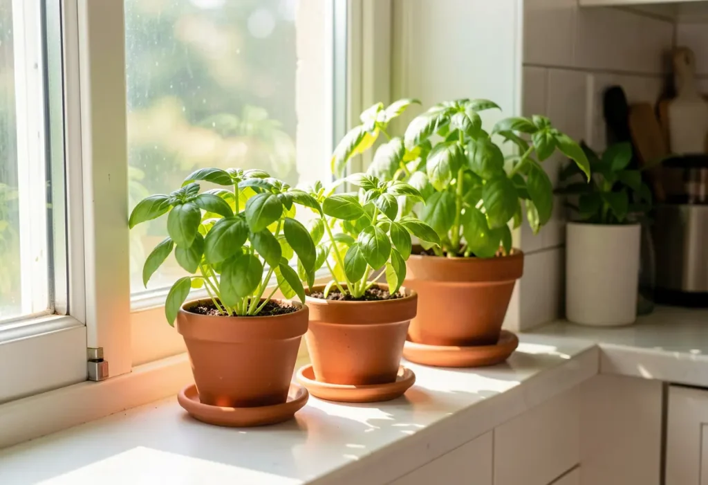 How to Grow Basil at Home – close-up of vibrant green basil leaves ready for use