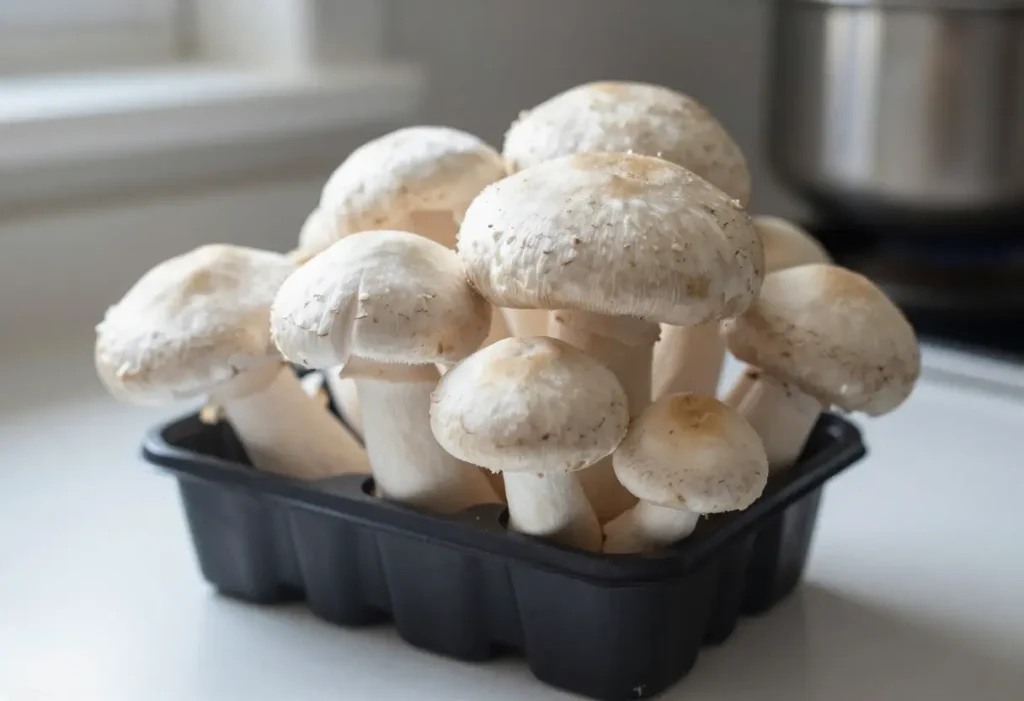 Indoor mushroom cultivation setup illustrating How to Grow Portobello Mushrooms successfully.