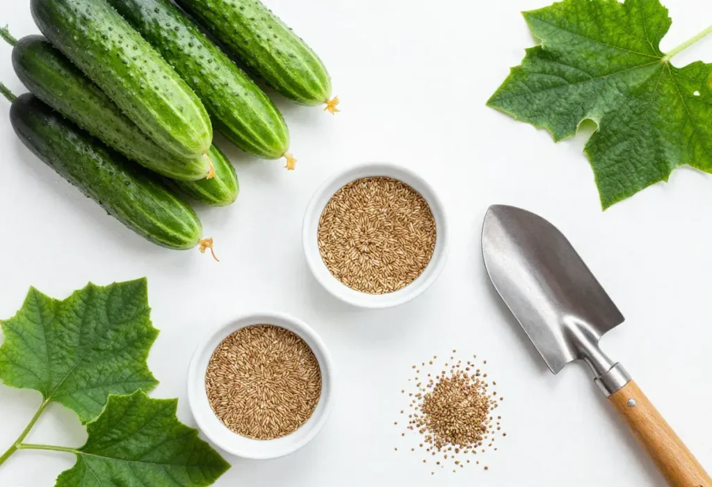 Close-up showing How to Harvest Cucumber Seeds by scooping and rinsing seeds from cucumber pulp.