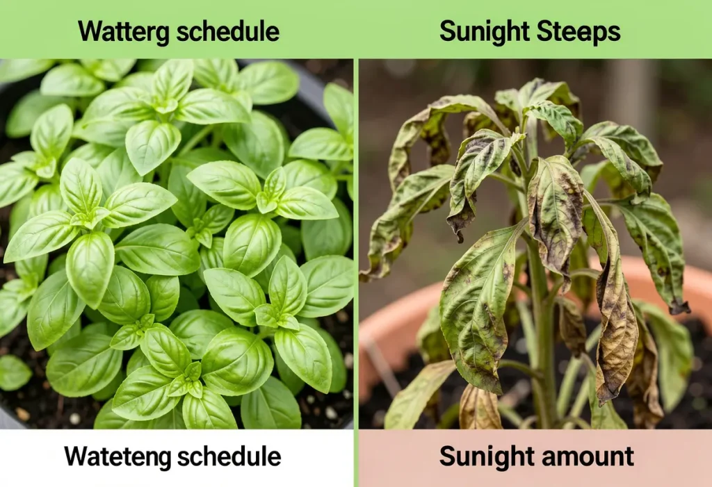 How to Keep a Basil Plant Alive: Close-up of lush green basil leaves growing in nutrient-rich soil.