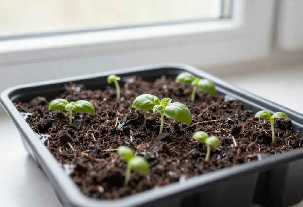Step-by-step guide showing How to Plant Basil Seeds for indoor or garden growth.