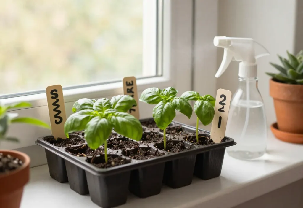 Indoor gardening setup illustrating How to Plant Basil Seeds Indoors successfully for fresh herbs.