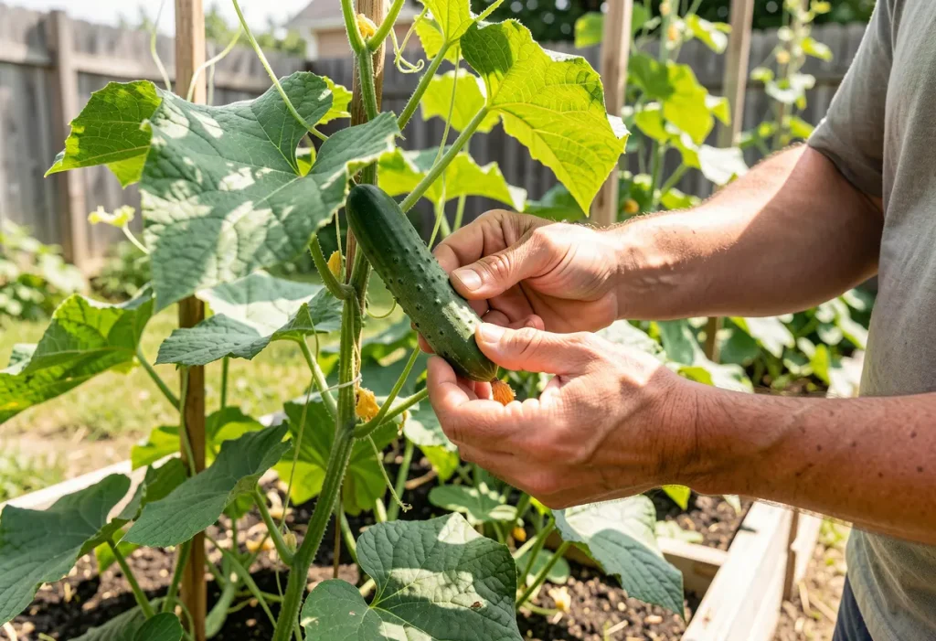 Guide showing Japanese Cucumber When to Pick for optimal flavor and crispness.