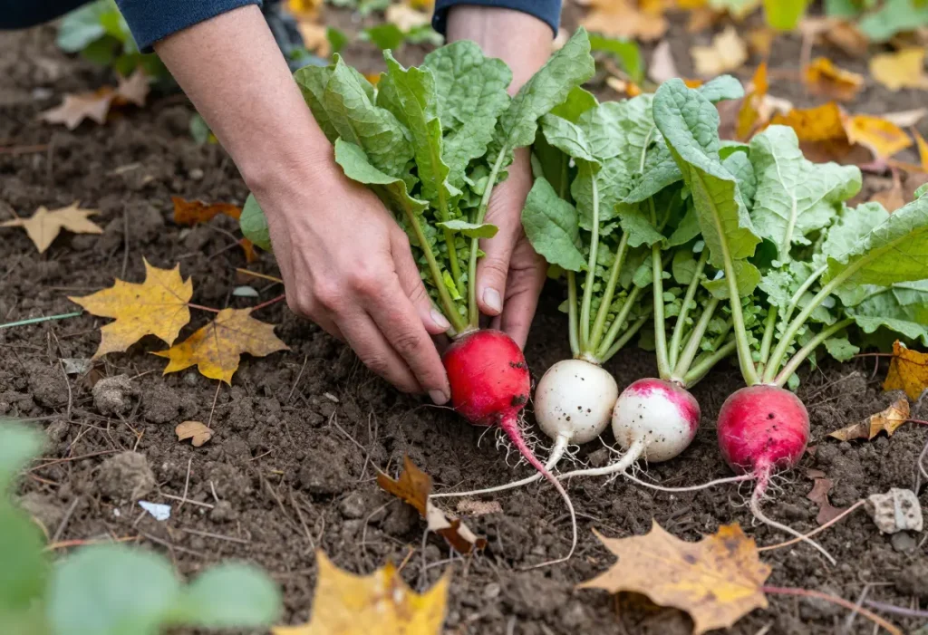 Farm or backyard garden view showing When are Radishes in Season naturally.