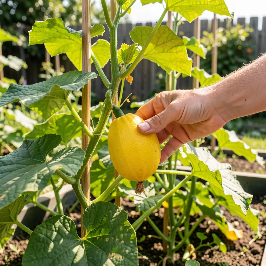 When to Harvest Lemon Cucumbers – healthy lemon cucumber plants with fruits ready to pick