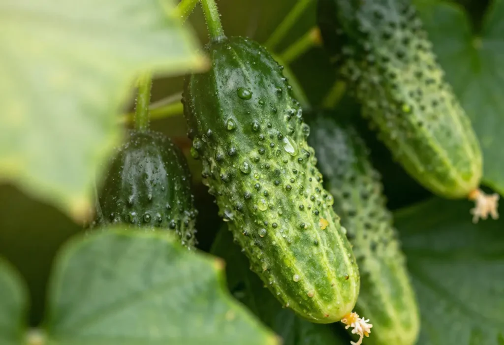 Close-up of cucumber seedlings in soil, illustrating When to Plant Cucumbers in Ohio successfully.