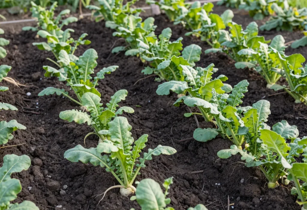 When to Plant Daikon Radish: Daikon radish seeds being sown in prepared garden soil.