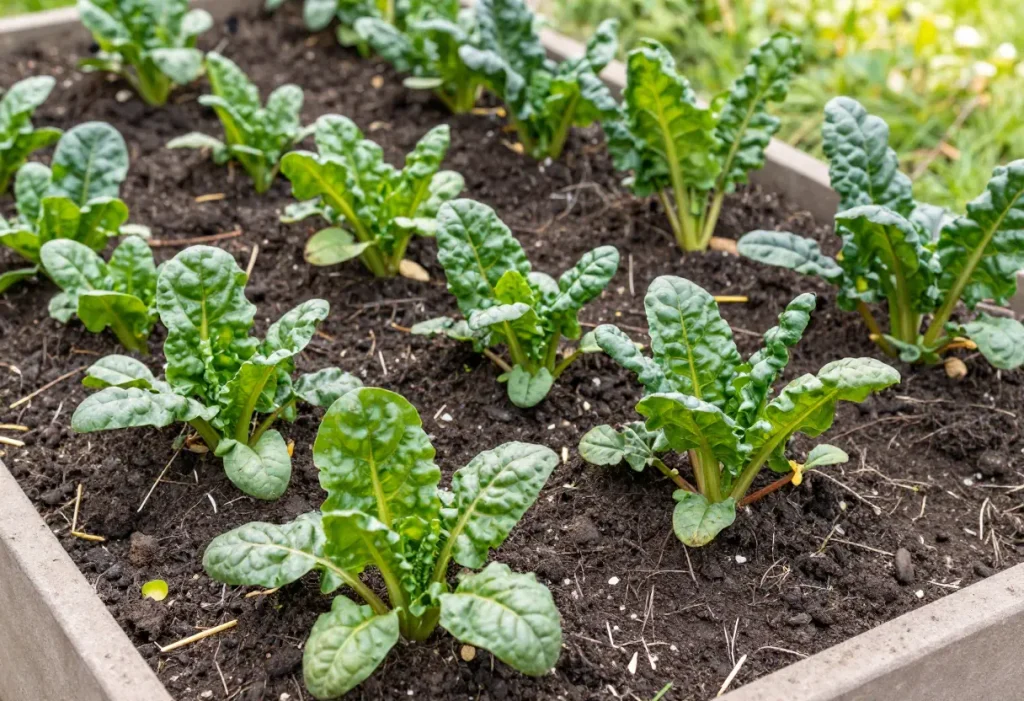 Garden setup illustrating When to Plant Swiss Chard for healthy leaf growth.