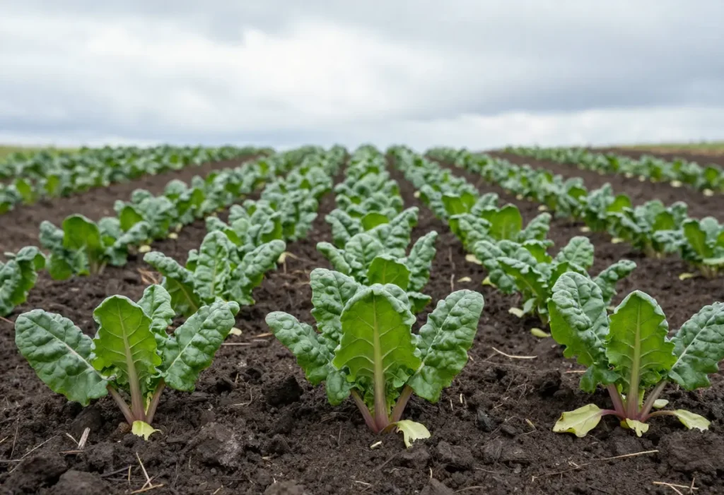 When to Plant Swiss Chard: Seed trays with sprouting chard seedlings at the perfect planting time.