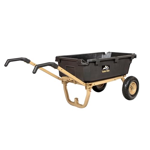 TerraTrek Heavy-Duty Garden Cart on Wheels – 7 Cu. Ft. 2-in-1 Utility Wagon & Wheelbarrow, Push or Tow Design, 600 lb. Capacity, All-Terrain Utility Cart with 13
