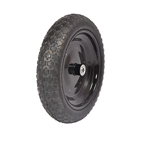 Universal Fit, Flat Free Wheelbarrow Tire and Wheel Assembly with Adapter Kit, black